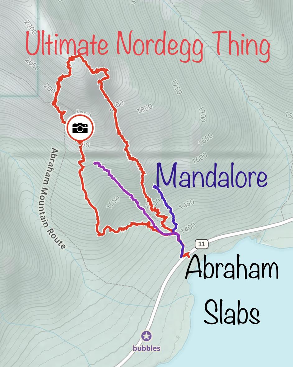 A map displaying a route to Mandalore Crag